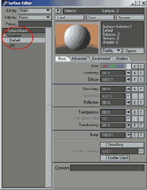 Используя Surface Editor настройте