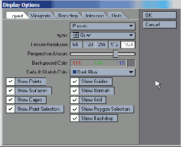 Откройте окно Display Options